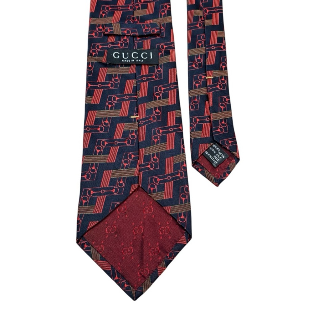 Gucci Men’s 100% Silk Tie Horse bit Made in Italy - Horse bit Patterned Silk Tie